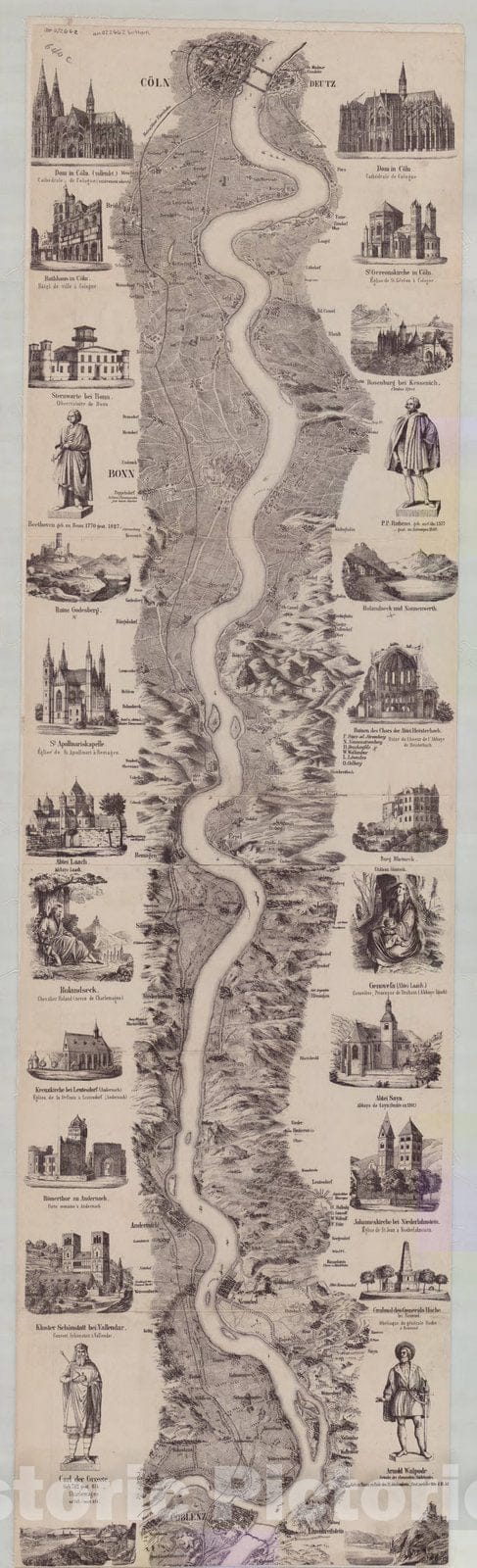 Map : Rhine River 1853 1, Antique Vintage Reproduction