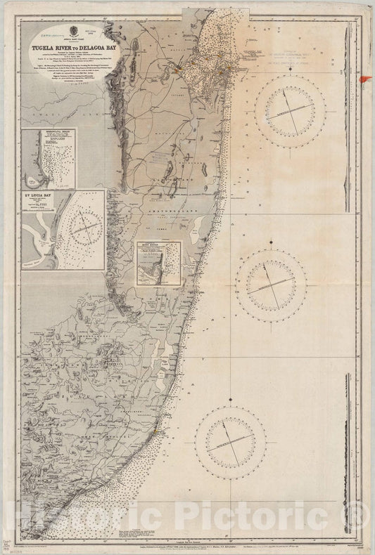 Map : Africa, east coast 1915, Africa, east coast, Tugela River to Delagoa Bay , Antique Vintage Reproduction