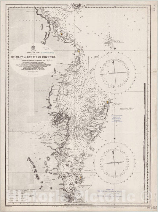 Map : Africa, east coast 1916, Africa, east coast, Kilwa (Ras Tikwiri) Pt. to Zanzibar Channel , Antique Vintage Reproduction