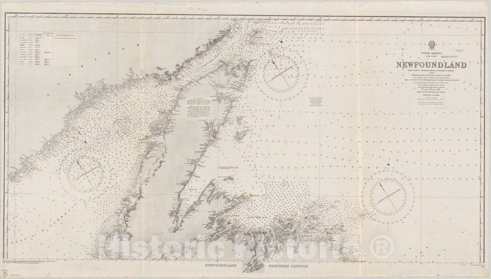 Map : Newfoundland, Canada 1915, North America, east coast, Newfoundland, northern portion , Antique Vintage Reproduction