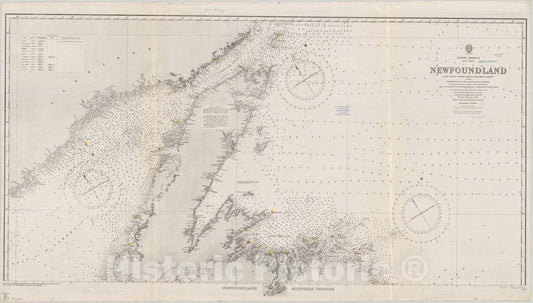 Map : Newfoundland, Canada 1915, North America, east coast, Newfoundland, northern portion , Antique Vintage Reproduction