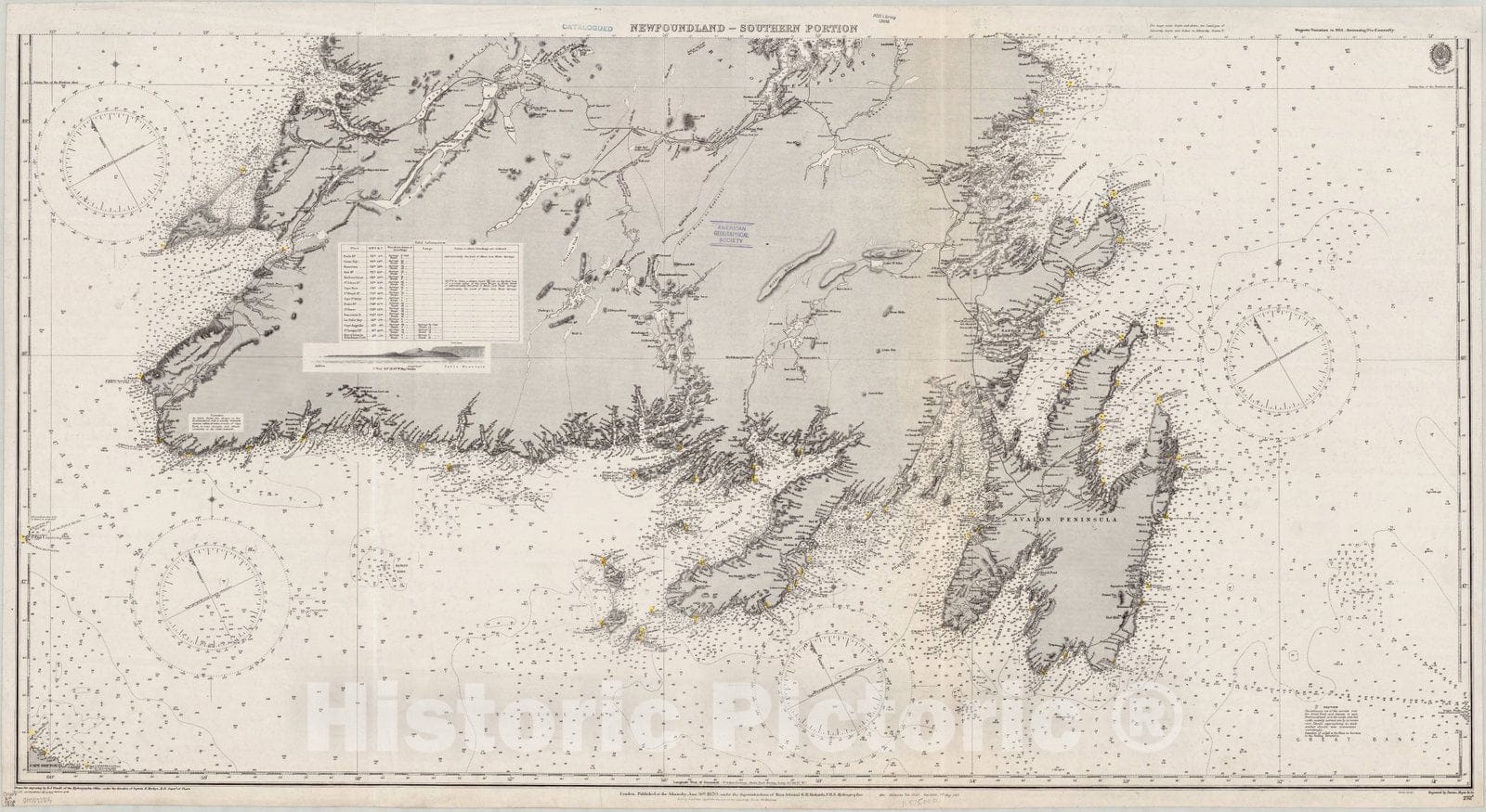 Map : Newfoundland, Canada 1915, [North America, east coast], Newfoundland, southern portion , Antique Vintage Reproduction