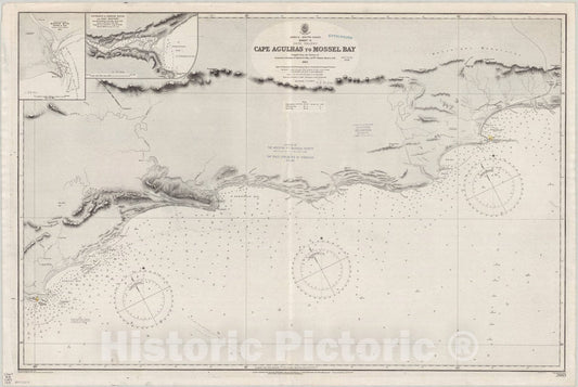 Map : Africa, south coast 1915, Africa south coast, sheet II, Cape Colony, Cape Agulhas to Mossel Bay , Antique Vintage Reproduction