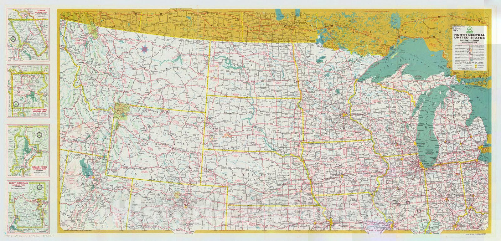 Map : United States 1962 1, Central states , Antique Vintage Reproduction