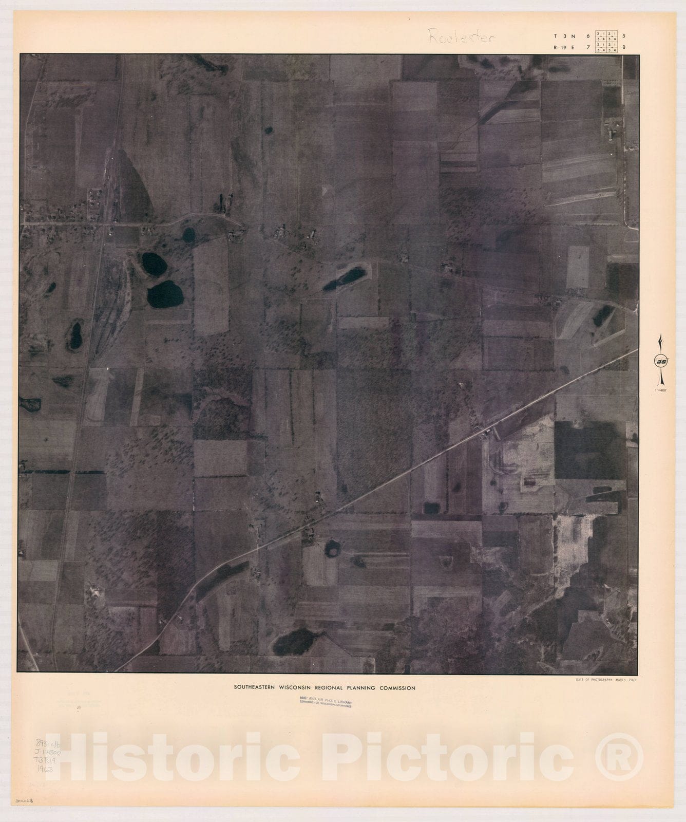 Map : Rochester T3 N6, R19 E7 1963, [Aerial photographs of southeastern Wisconsin] , Antique Vintage Reproduction