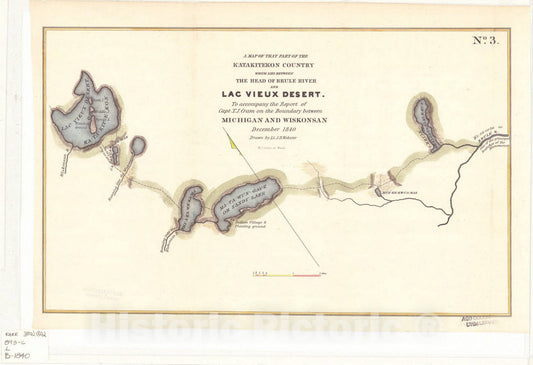 Map : Brule River, Wisconsin 1840, Antique Vintage Reproduction