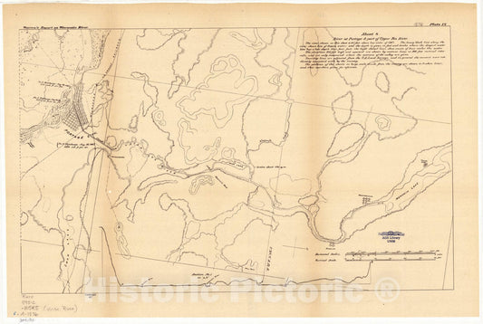 Map : Portage, Wisconsin 1876, Between ... & ... miles below Portage, [Wisconsin River , Antique Vintage Reproduction