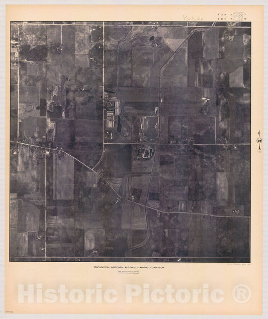Map : Yorkville T3 N4, R21 E9 1963, [Aerial photographs of southeastern Wisconsin] , Antique Vintage Reproduction