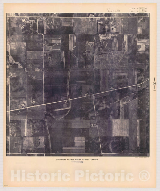 Map : Yorkville T3 N16, R21 E21 1963, [Aerial photographs of southeastern Wisconsin] , Antique Vintage Reproduction