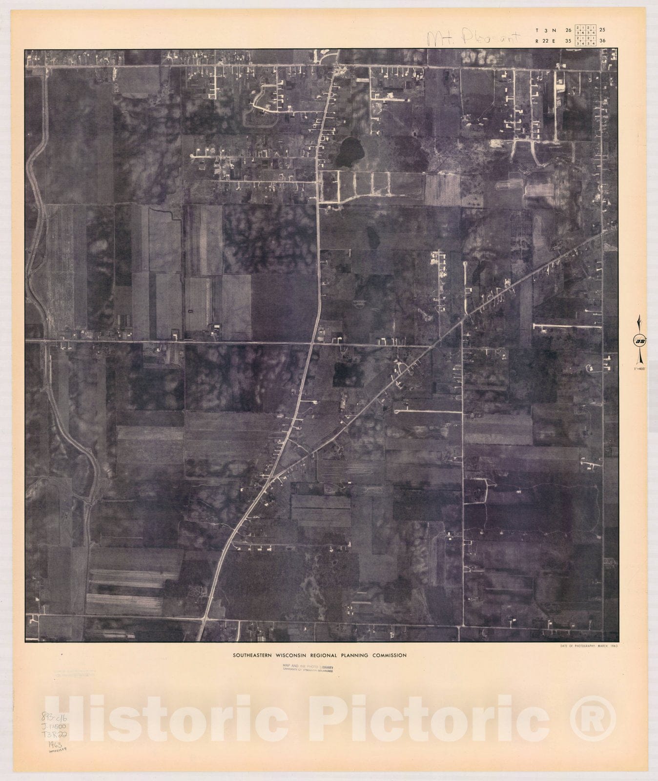 Map : Mount Pleasant T3 N26, R22 E35 1963, [Aerial photographs of southeastern Wisconsin] , Antique Vintage Reproduction