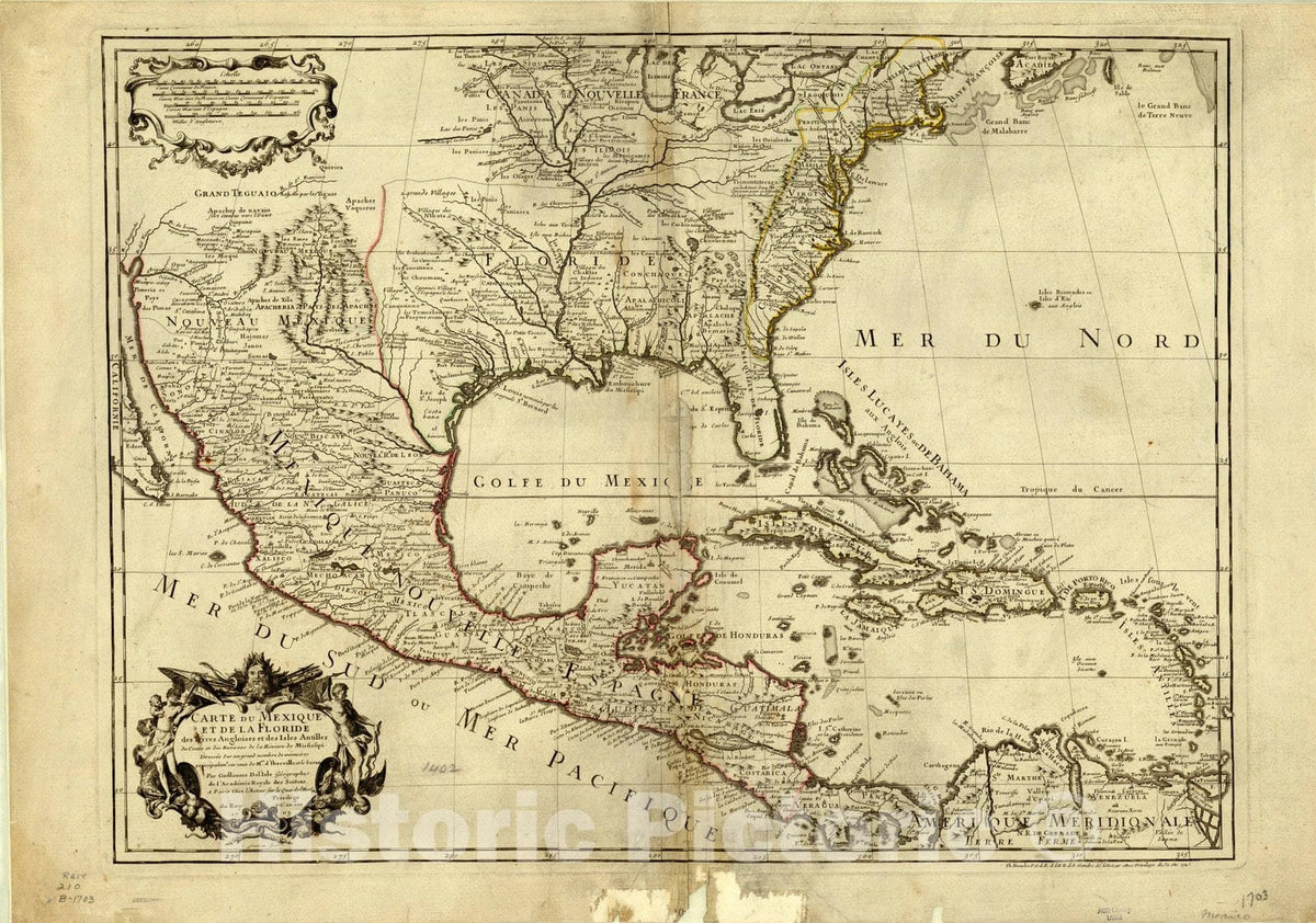 Map : Mexico 1703, Antique Vintage Reproduction