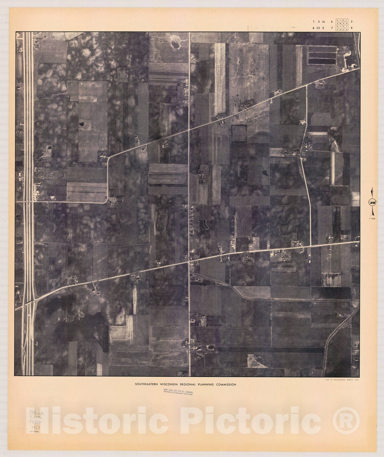 Map : Mount Pleasant T3 N6, R22 E7 1963, [Aerial photographs of southeastern Wisconsin] , Antique Vintage Reproduction