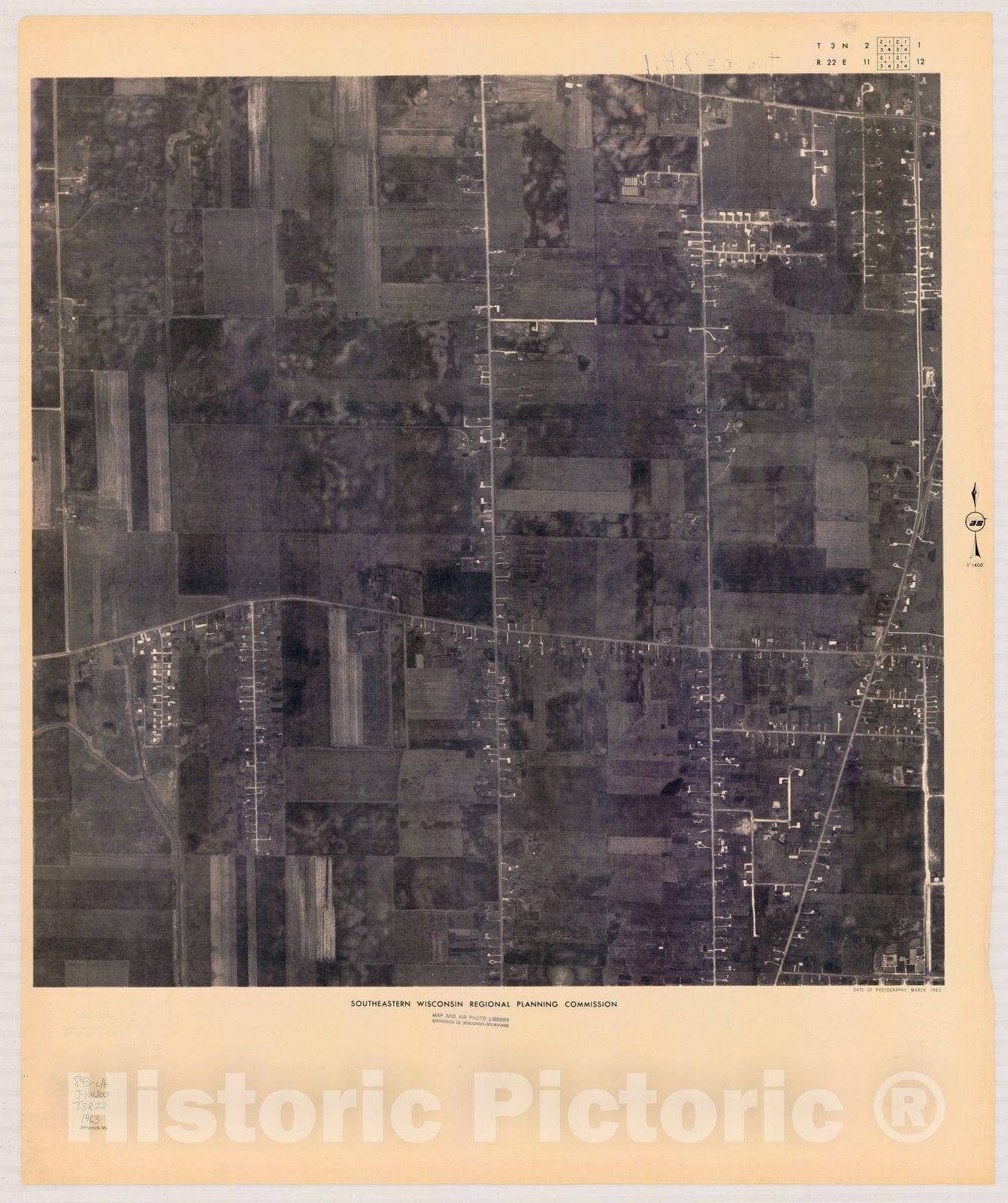 Map : Mount Pleasant T3 N2, R22 E11 1963, [Aerial photographs of southeastern Wisconsin] , Antique Vintage Reproduction