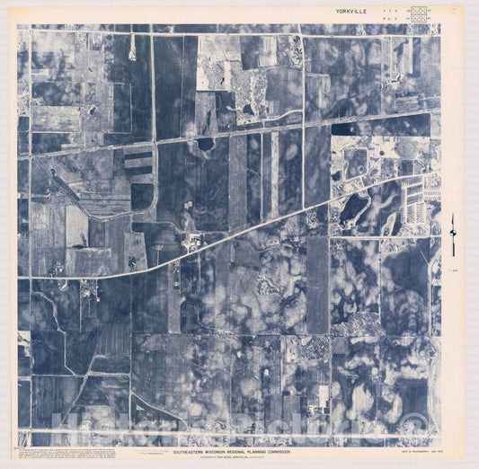 Map : Yorkville T3 N28, R21 E33 1975, [Aerial photographs of southeastern Wisconsin] , Antique Vintage Reproduction