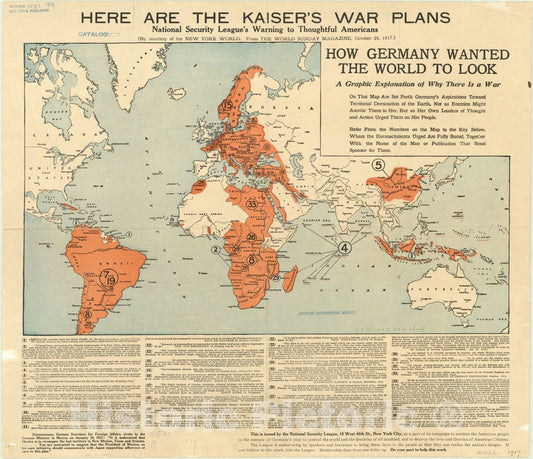 Map : World 1917, Antique Vintage Reproduction