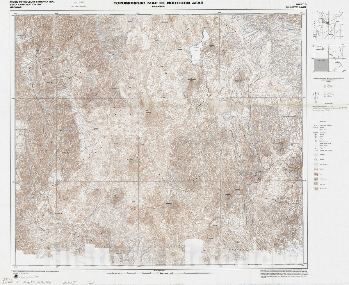 Map : Ethiopia 1968 4, Topomorphic map of Northern Afar, Ethiopia , Antique Vintage Reproduction