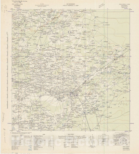 Map : Diourbel, Senegal 1942, Africa, Senegal 1:125000 Diourbel, Senegal Belt , Antique Vintage Reproduction