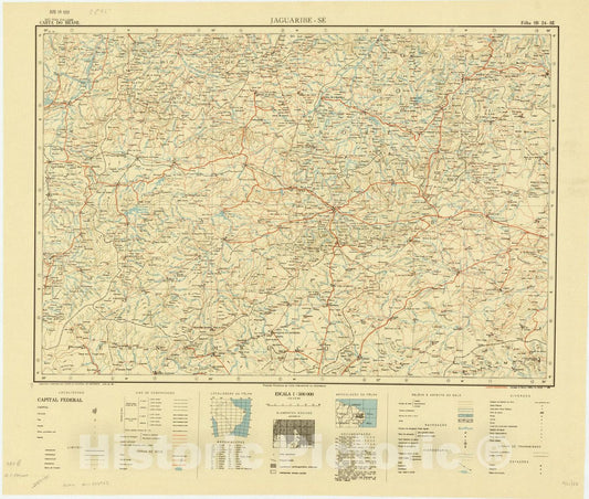 Map : Jabuaribe - SE, Brazil 1951, Carta do Brasil , Antique Vintage Reproduction