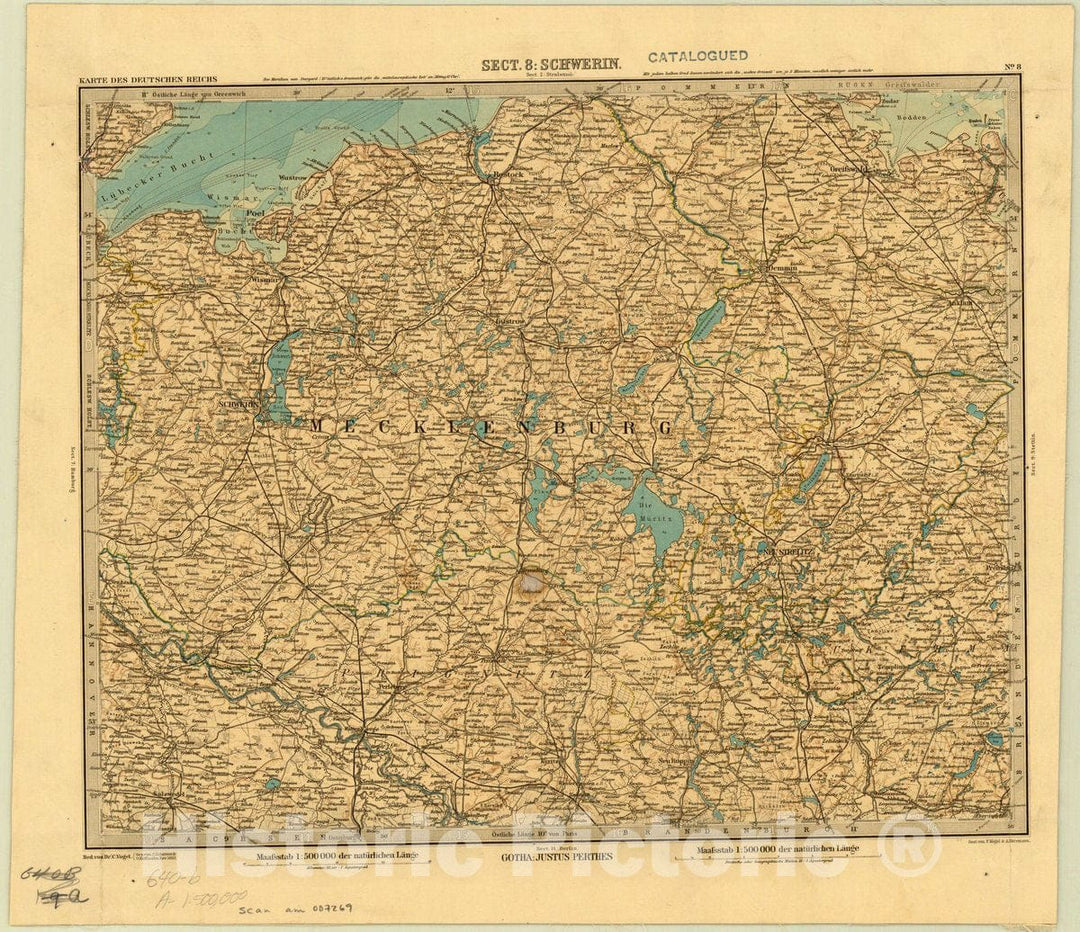Map : Schwering, Germany 1892, Karte des Deutschen Reichs, sect. 8: Schwerin no. 8, Antique Vintage Reproduction