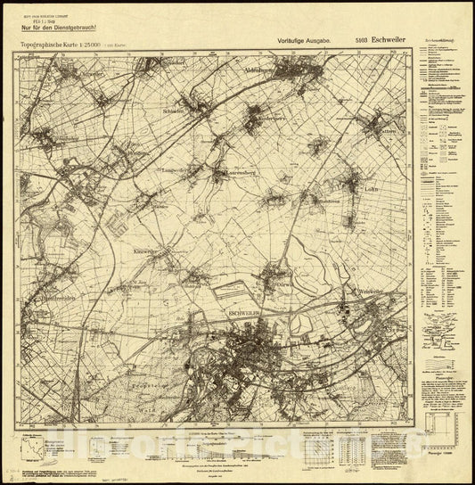 Map : Eschweiler, Germany 1942, Topographische Karte 1:25 000 , Antique Vintage Reproduction