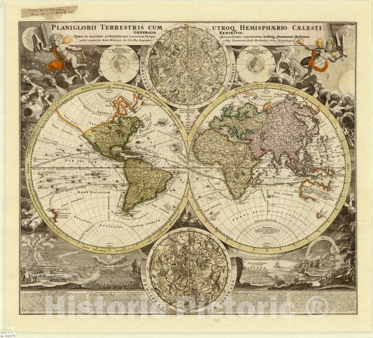 Map : World 1716, Antique Vintage Reproduction