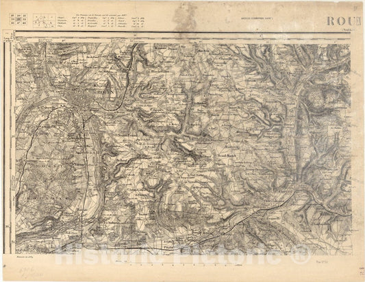 Map : Rouen, France 2, [Topographic maps of France], Antique Vintage Reproduction