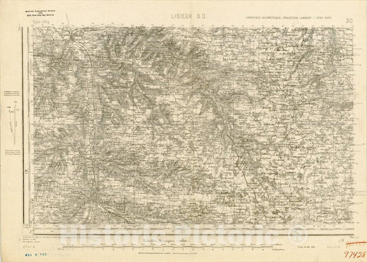 Map : Lisieux S.O., France, [Topographic maps of France], Antique Vintage Reproduction