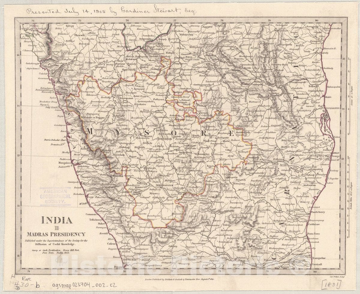 Map : India and Ceylon 1853 2, India and Ceylon , Antique Vintage Reproduction