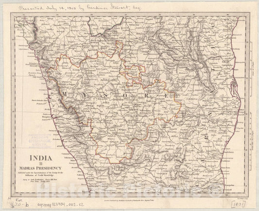 Map : India and Ceylon 1853 2, India and Ceylon , Antique Vintage Reproduction
