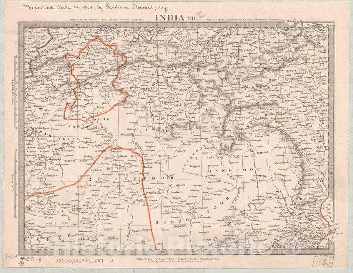 Map : India and Ceylon 1853 6, India and Ceylon , Antique Vintage Reproduction