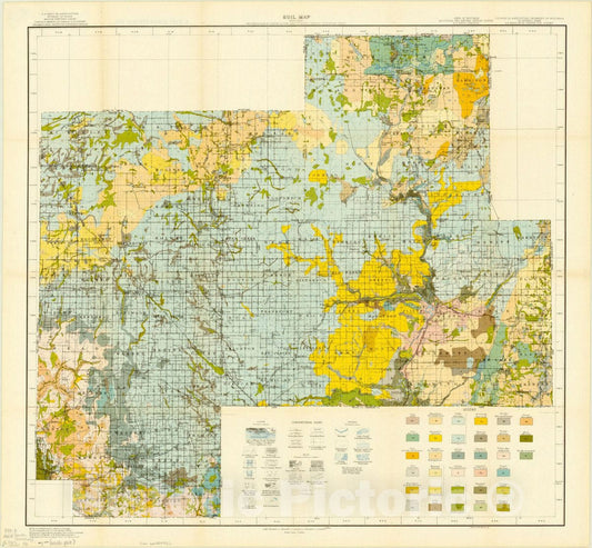 Map : Wisconsin 1913 2, Soil map, Wisconsin, reconnoissance survey : north-central Wisconsin sheet , Antique Vintage Reproduction