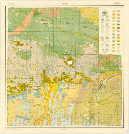 Map : Wood county, Wisconsin 1915 2, Soil map, Wisconsin, Wood County sheet , Antique Vintage Reproduction