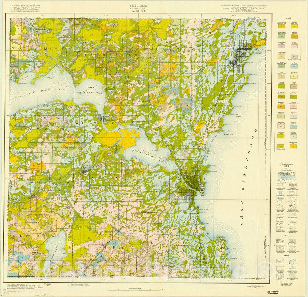 Map : Winnebago county, Wisconsin 1927, Soil map, Winnebago County, Wisconsin , Antique Vintage Reproduction