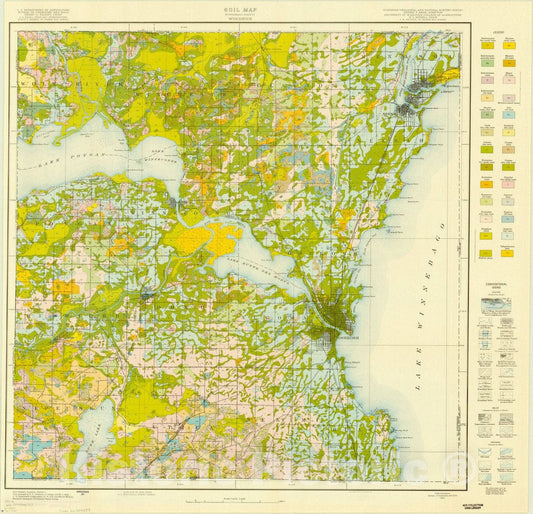 Map : Winnebago county, Wisconsin 1927, Soil map, Winnebago County, Wisconsin , Antique Vintage Reproduction