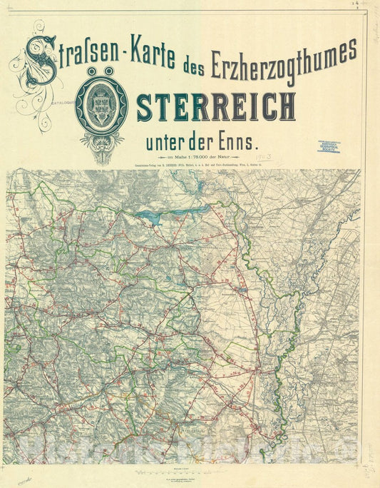 Map : Austria 1903 6, Strassen. Karte des Erzherzogthums ?terreich unter der Enns , Antique Vintage Reproduction