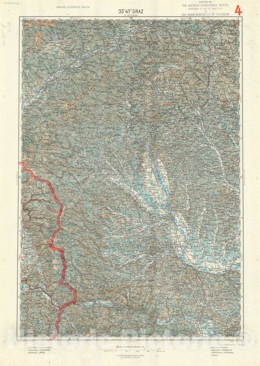 Map : Graz, Austria 1914, Generalkarte von Mitteleuropa, Antique Vintage Reproduction