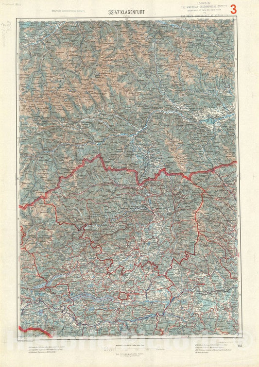 Map : Klagenfurt, Austria 1914 2, Generalkarte von Mitteleuropa, Antique Vintage Reproduction