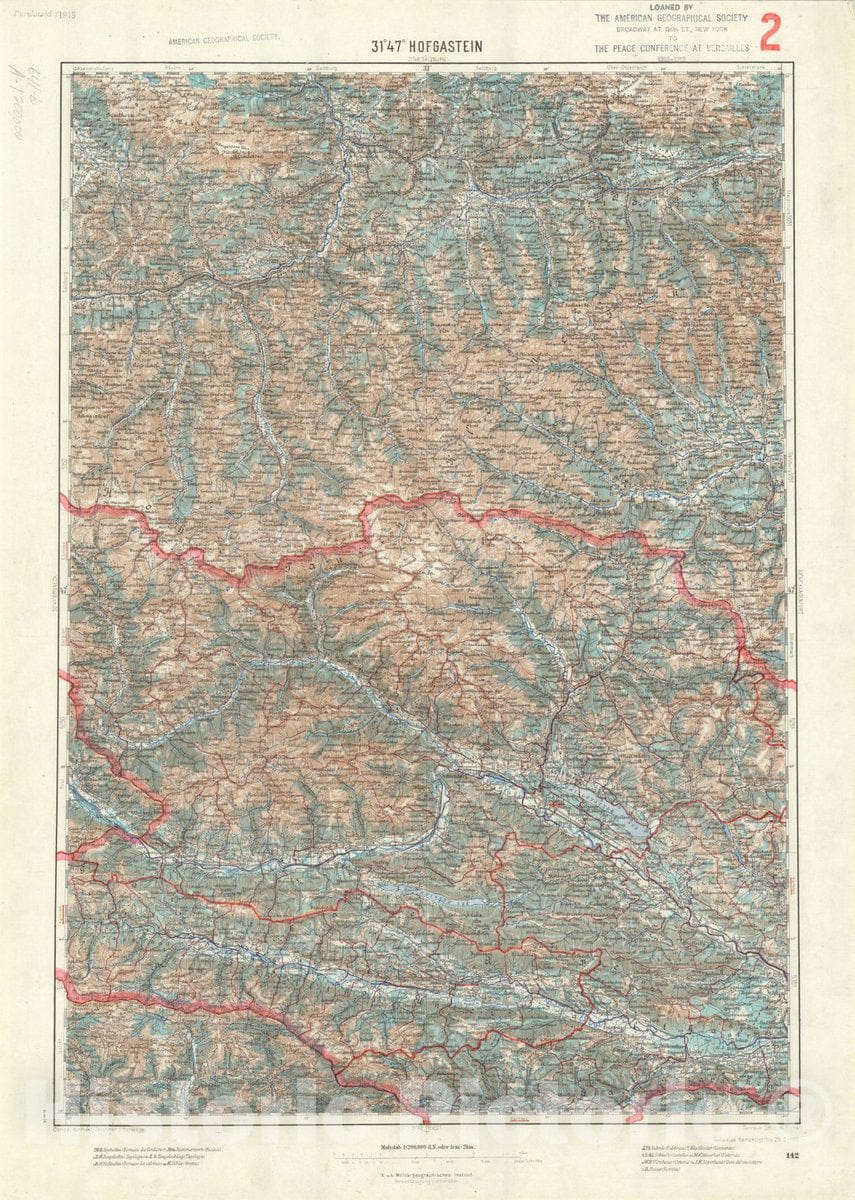 Map : Hofgastein, Austria 1917 2, Generalkarte von Mitteleuropa, Antique Vintage Reproduction