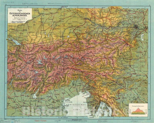 Map : Austrian Alps 1916, Karte der osterreichischen Alpenlander , Antique Vintage Reproduction