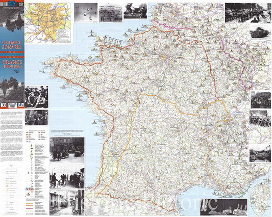 Map : France 1945 1995, Les speciales de l'IGN, evenement. France 1939-1945 , Antique Vintage Reproduction