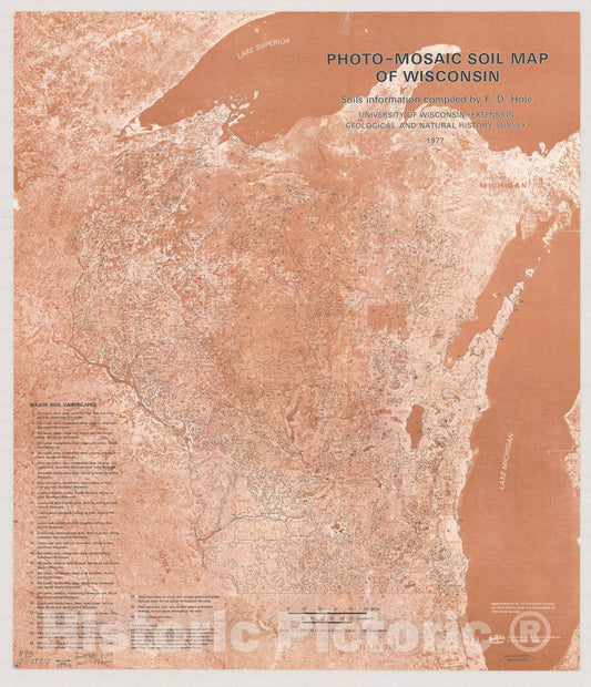 Map : Wisconsin 1977, Photo-mosaic soil map of Wisconsin , Antique Vintage Reproduction