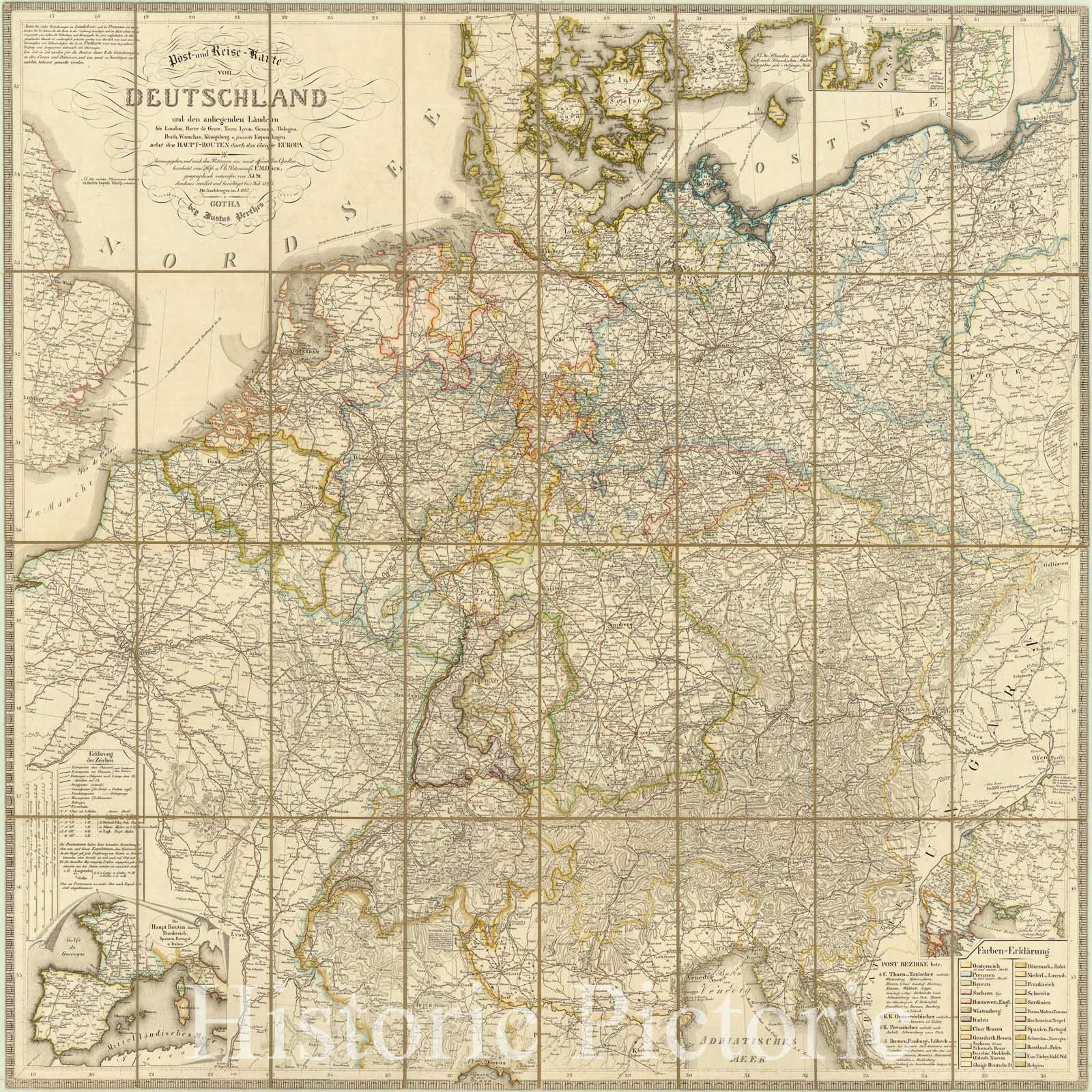Map : Germany 1837, Antique Vintage Reproduction