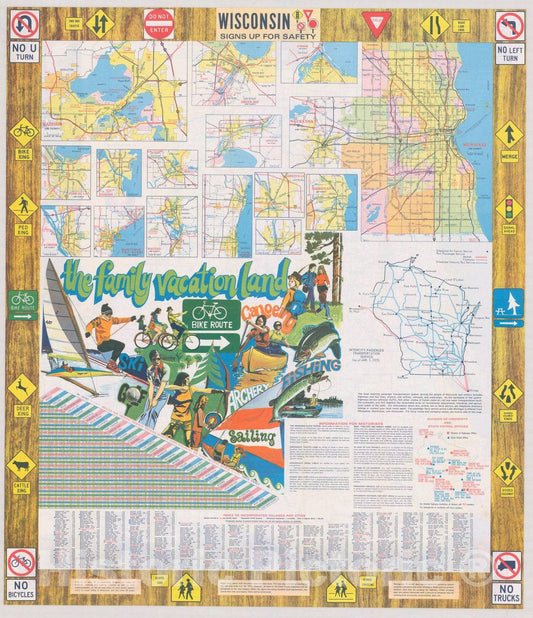 Map : Wisconsin 1975, Welcome to Wisconsin , Antique Vintage Reproduction