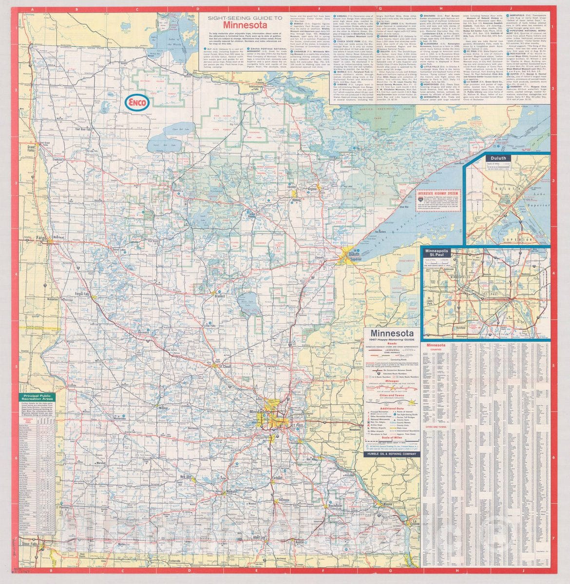 Map : Wisconsin, Minnesota 1967, Wisconsin, Minnesota : happy motoring! , Antique Vintage Reproduction