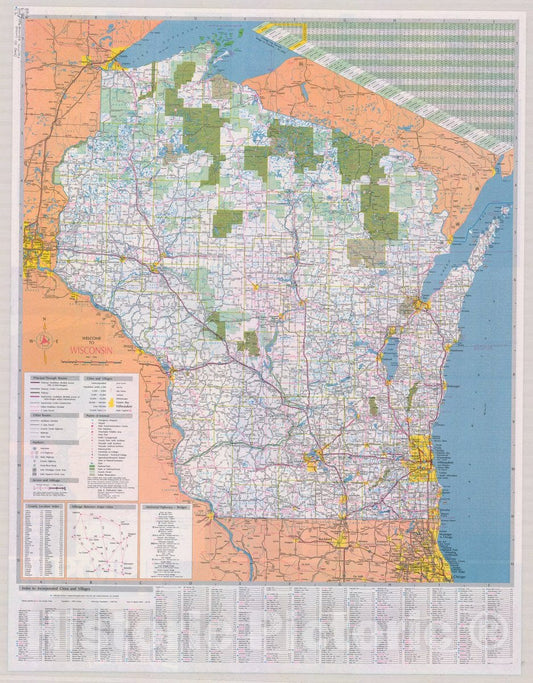 Map : Wisconsin 1995 1996 2, Welcome to Wisconsin , Antique Vintage Reproduction