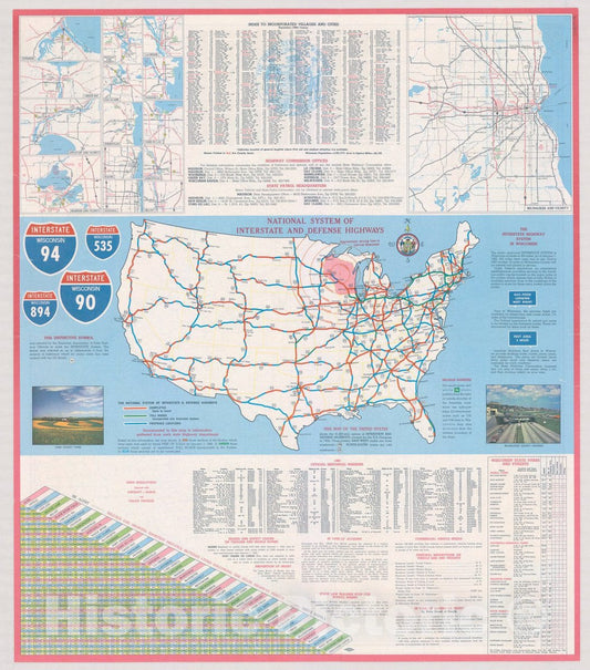 Map : Wisconsin 1966, Official highway map of Wisconsin, Antique Vintage Reproduction