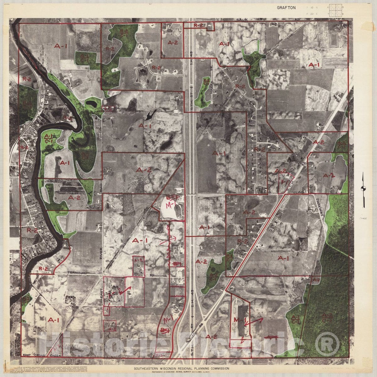 Map : Grafton, Wisconsin 1982 6, [Town of Grafton, Ozaukee County, Wisconsin planning map, zoning], Antique Vintage Reproduction