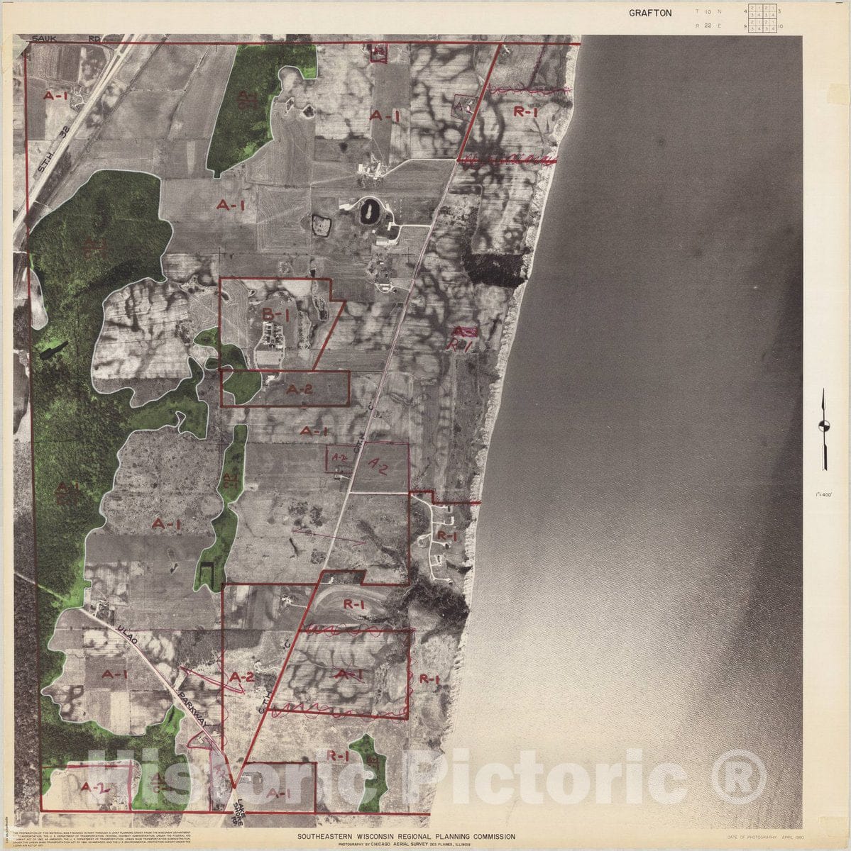 Map : Grafton, Wisconsin 1982 7, [Town of Grafton, Ozaukee County, Wisconsin planning map, zoning], Antique Vintage Reproduction