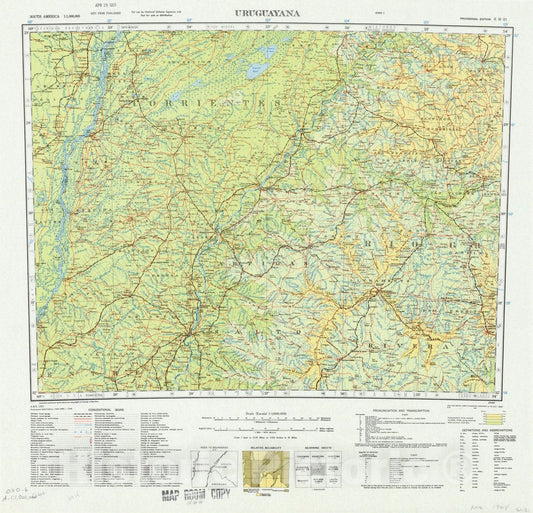 Map : Uruguayana, Argentina 1948, South America 1:1,000,000 Uruguayana , Antique Vintage Reproduction