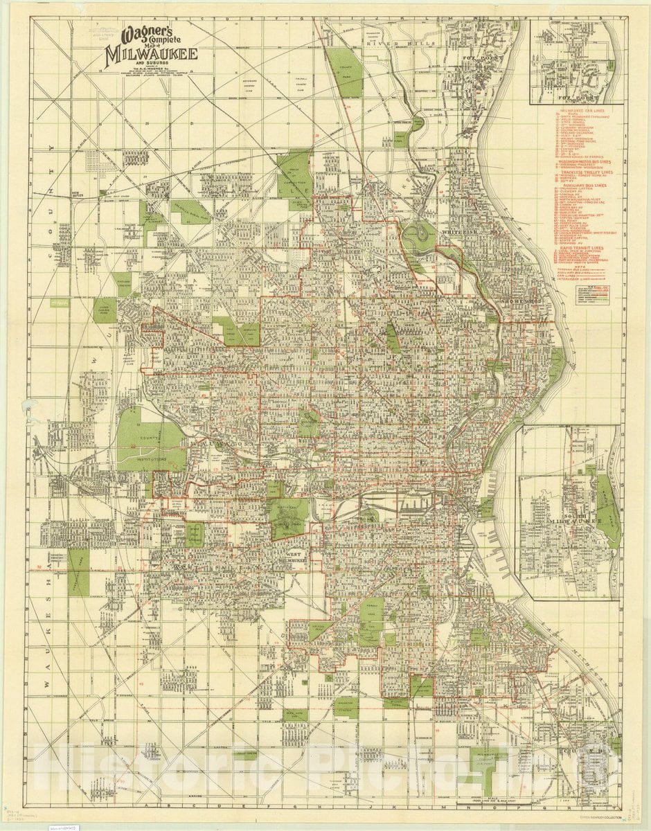 Map : Milwaukee, Wisconsin 1937, Milwaukee and suburbs , Antique Vintage Reproduction